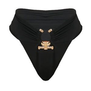 Black Hammered Trim Bikini BOTTOMS